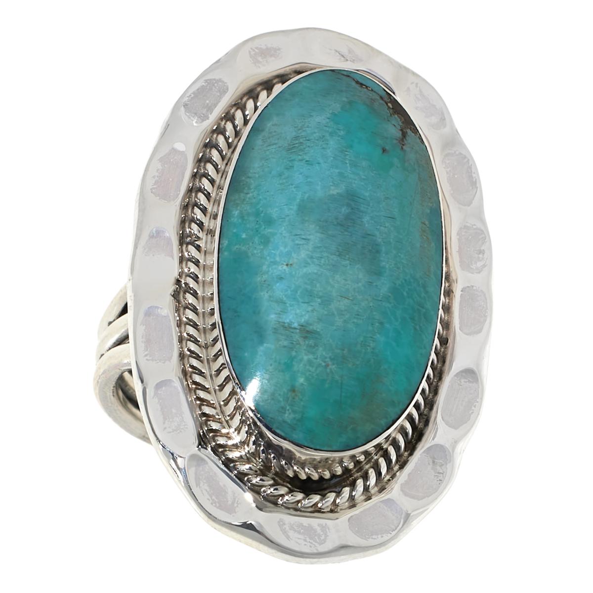 Chaco Canyon Sterling Silver Campitos Turquoise Oval Wavy Frame