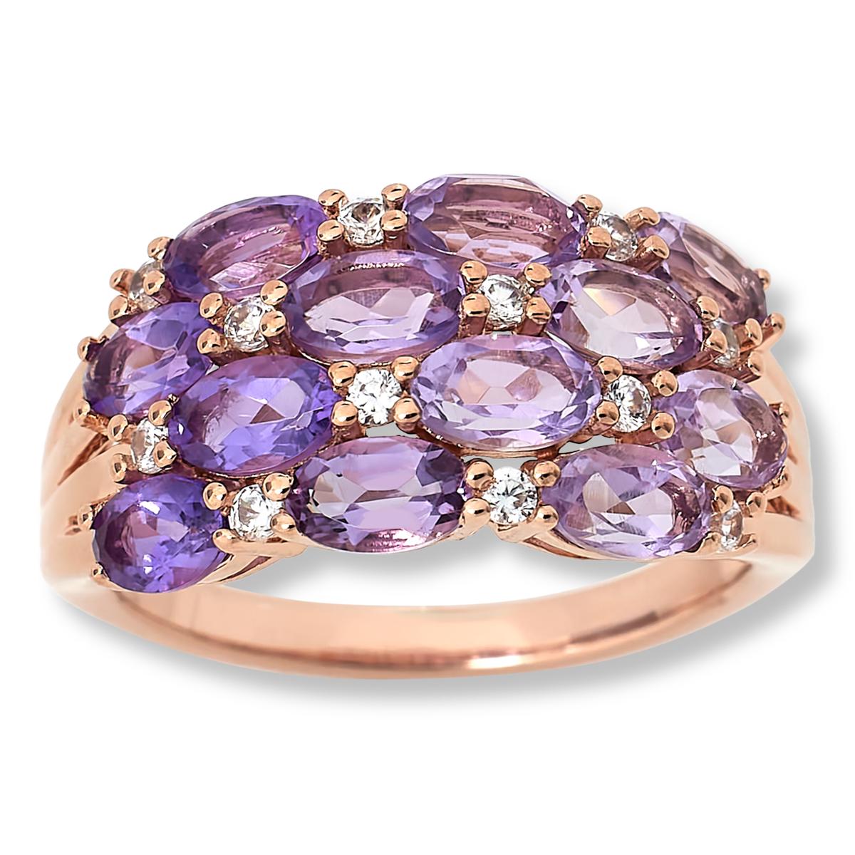 Amethyst With Apatite and Ruby Ring in .925 Sterling Silver Rose Gold Plated Also hotsell Studded Natural White Zircon's