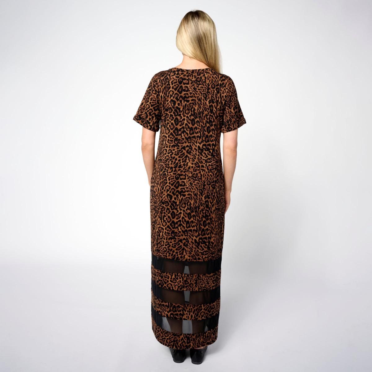 colleen lopez maxi dress Colleen Lopez EveryWear Mesh Insert Maxi Dress - Animal