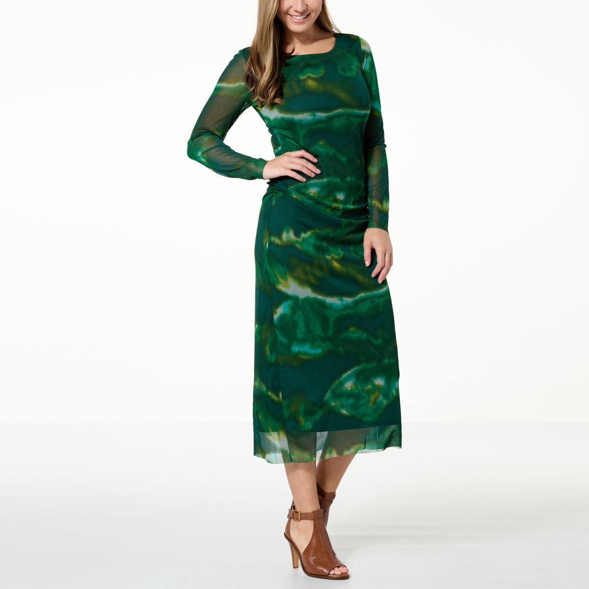 Colleen Lopez Long Sleeve Printed Mesh Dress