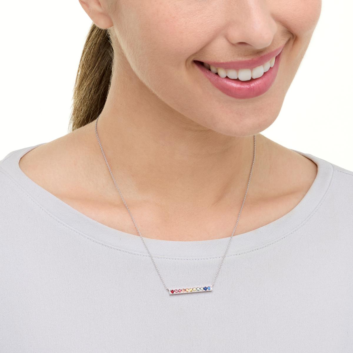 Colleen Lopez Multi Sapphire Bar Necklace and Band Ring Set 