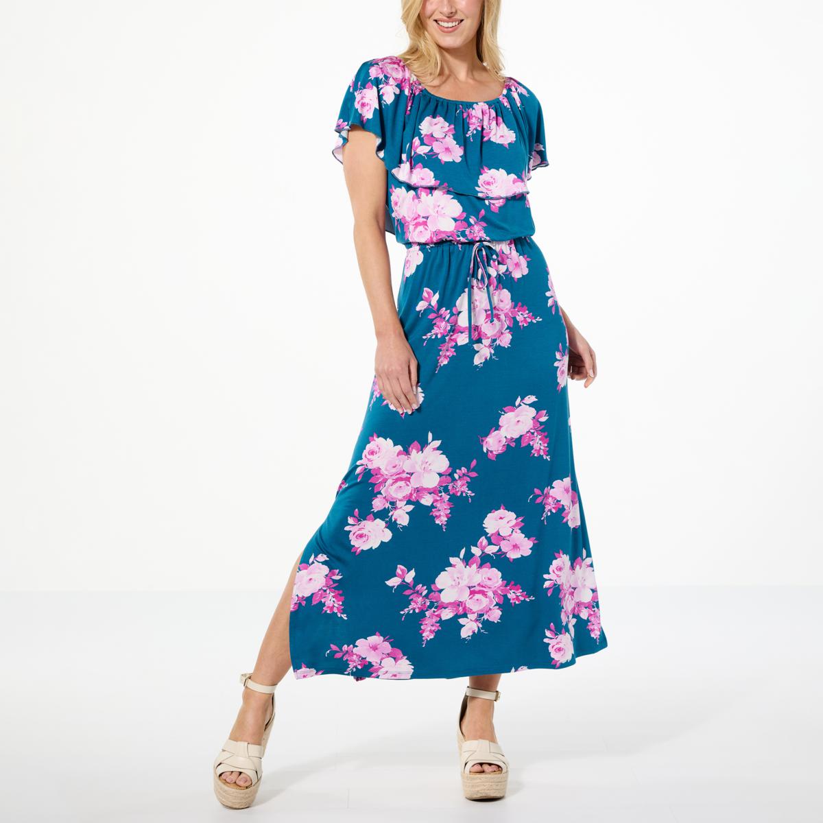 Colleen Lopez Off-the-Shoulder Printed Knit Maxi Dress - 22651885 | HSN