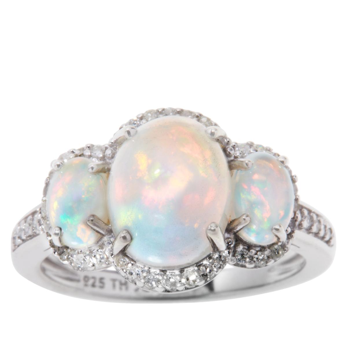 Opal and diamond 2024 sterling silver ring