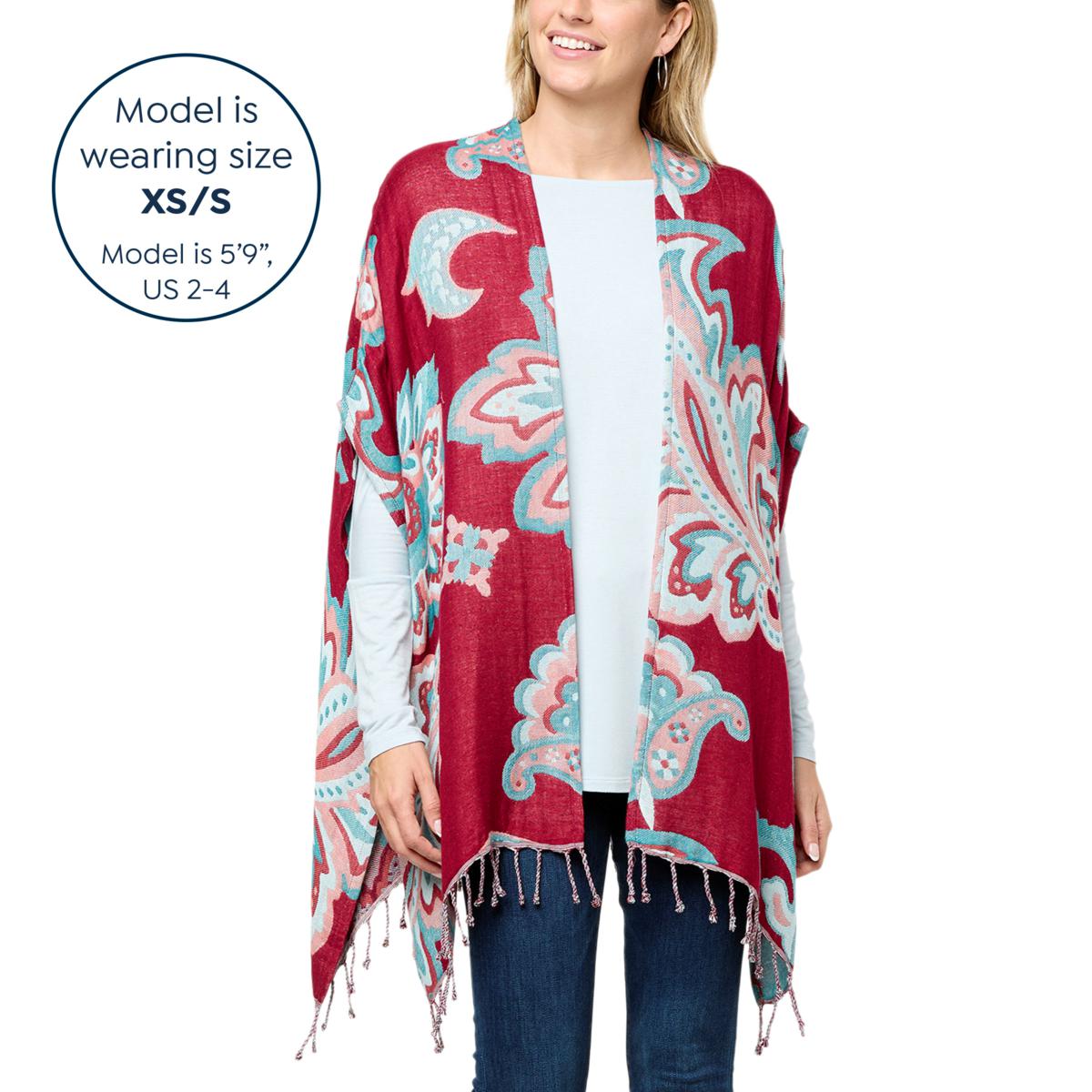 Colleen Lopez Paisley Jacquard Ruana with Fringe Trim - 20617073 | HSN