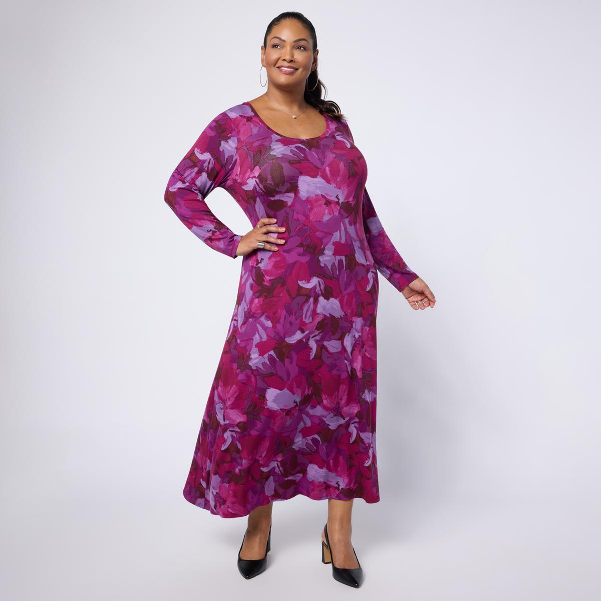 stretch knit maxi dress Colleen Lopez Printed A-Line - Pink De valentina