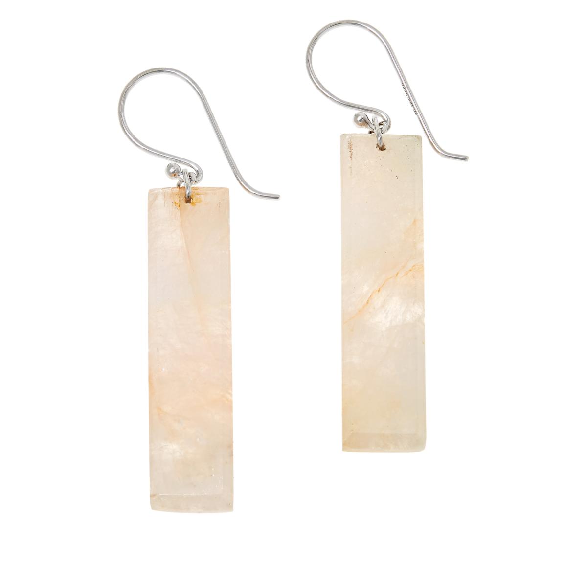 Colleen Lopez Sterling Silver Rectangular Gemstone Drop Earrings