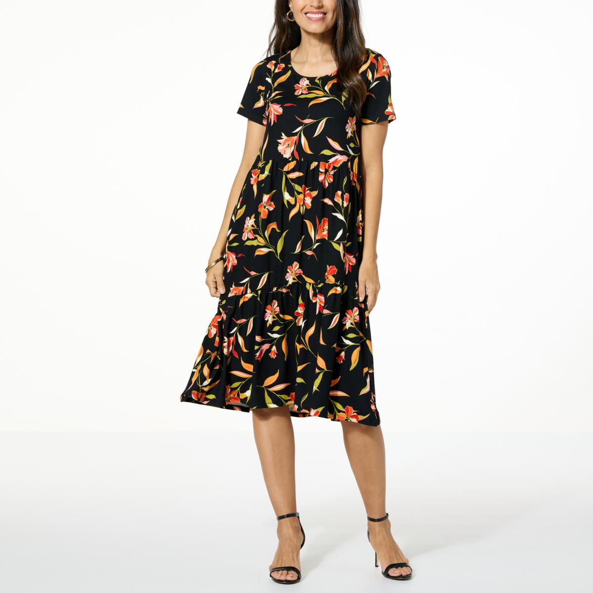 Comfort Code Printed Jersey Knit Tiered-Hem T-shirt Dress - 21654210 | HSN