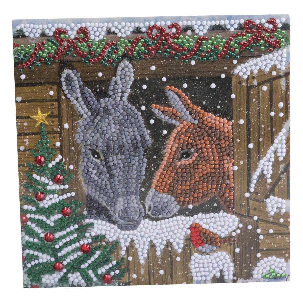 Handmade Christmas Card - Festive Donkeys