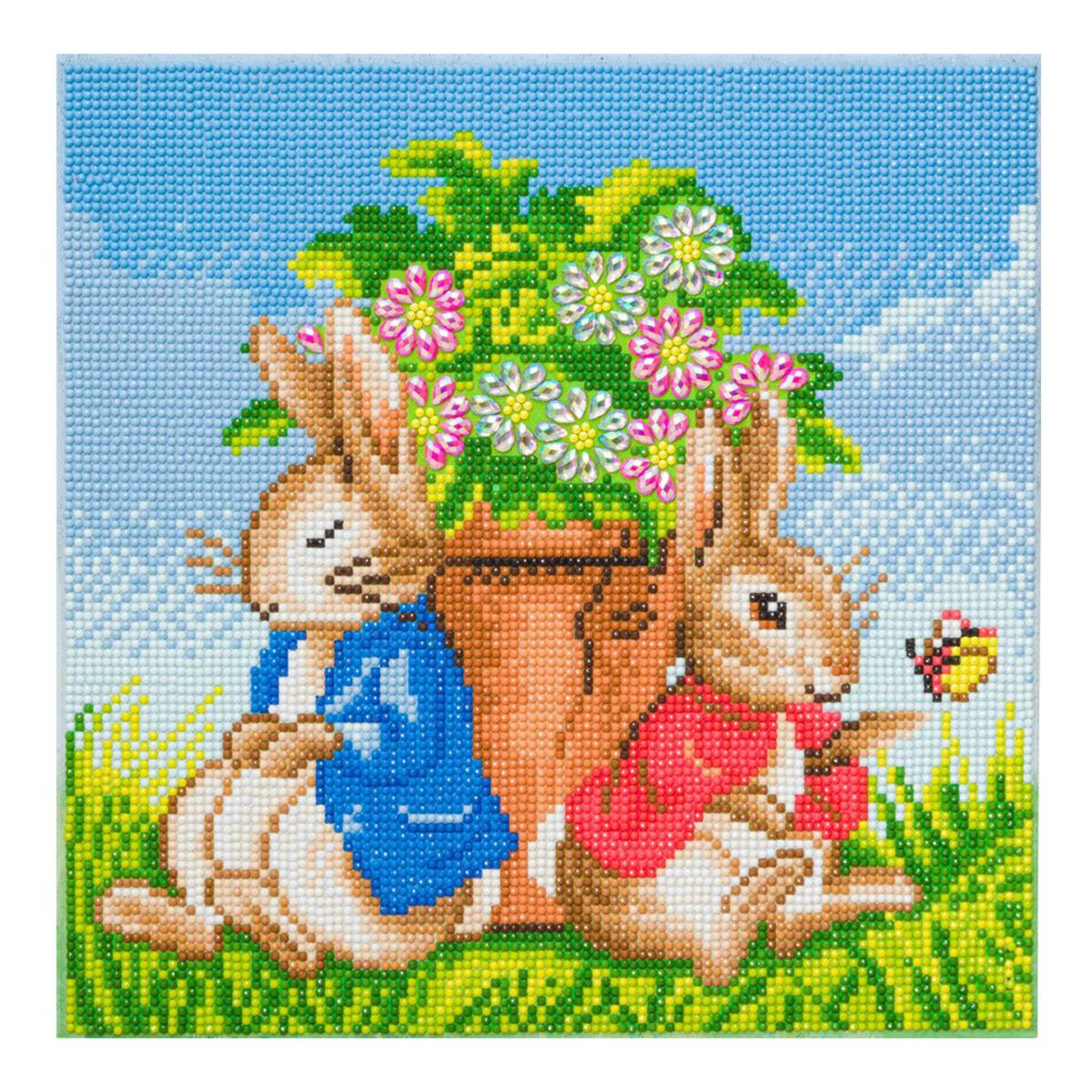 Craft Buddy Crystal Art Peter Rabbit Family and Flower Pot