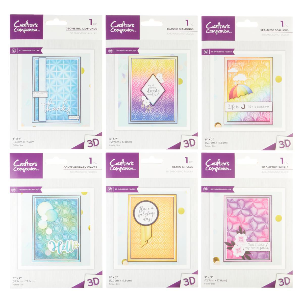 Crafter's Companion 3D Embossing Folders Set of 6 22355351 HSN