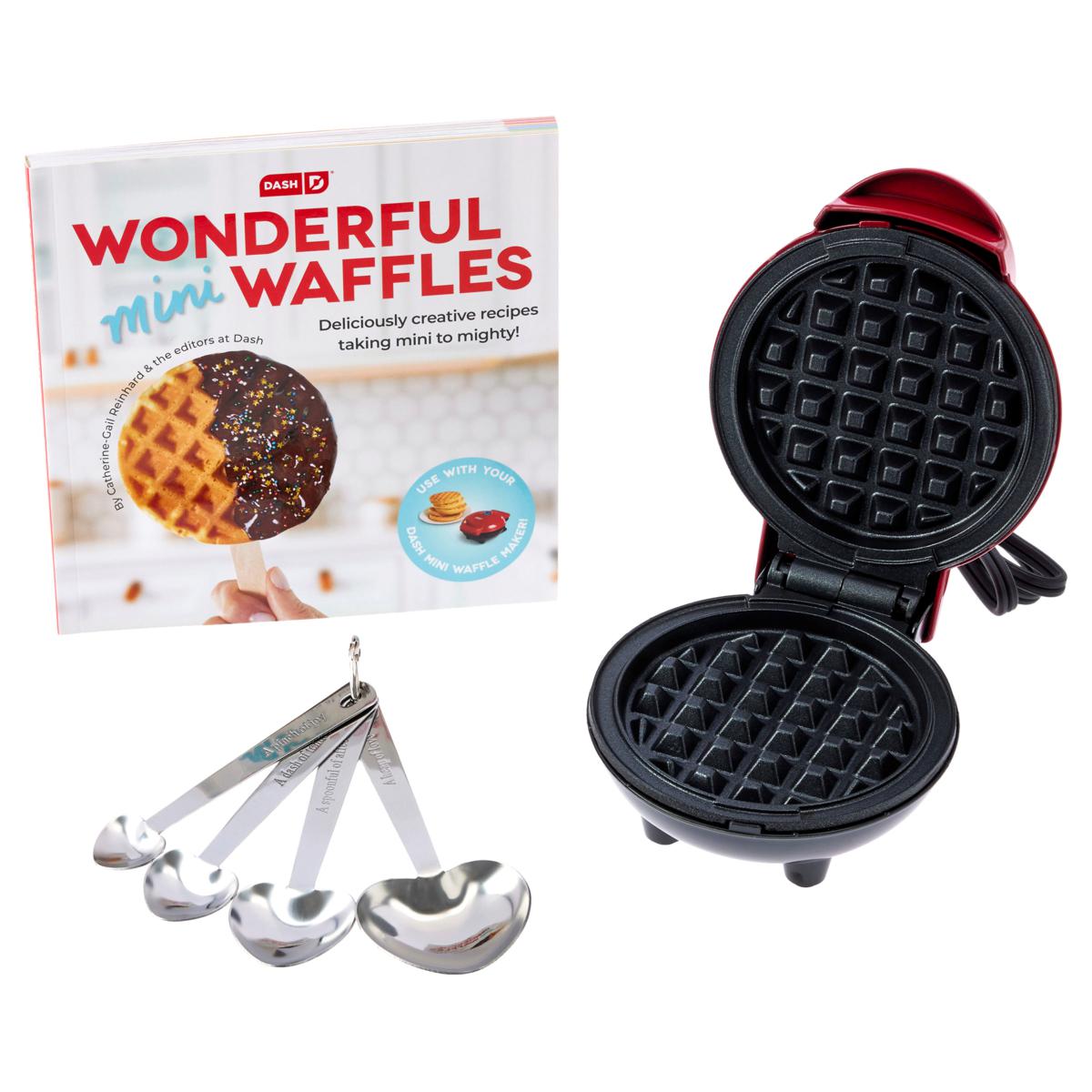 DASH Mini Waffle Maker Gift Set with Measuring Spoons 80 Recipes