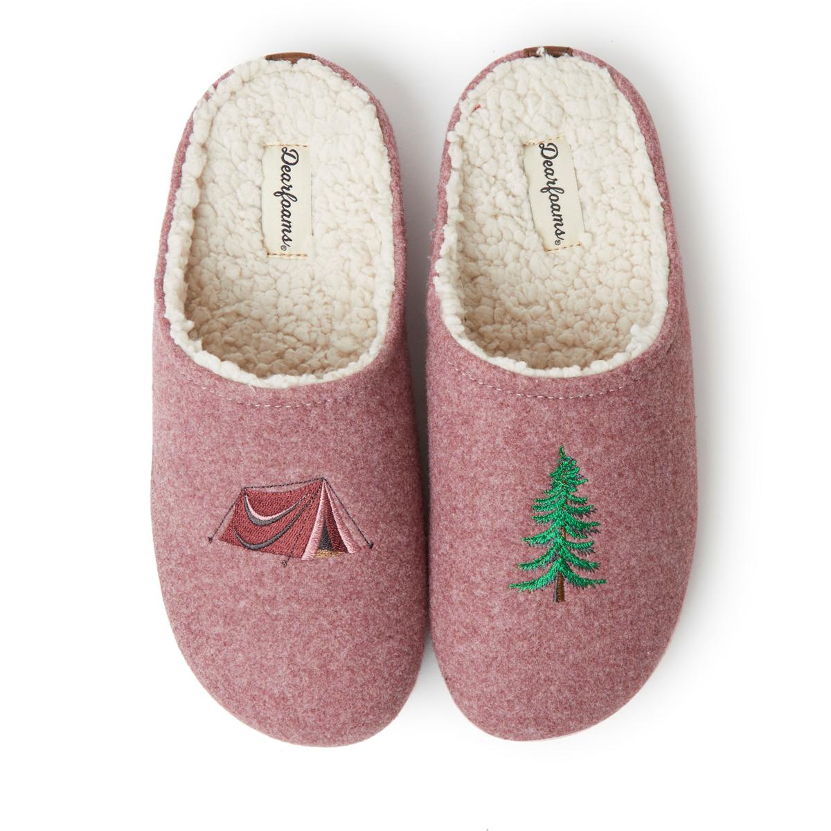 women's dearfoams stitched felt clog slippers