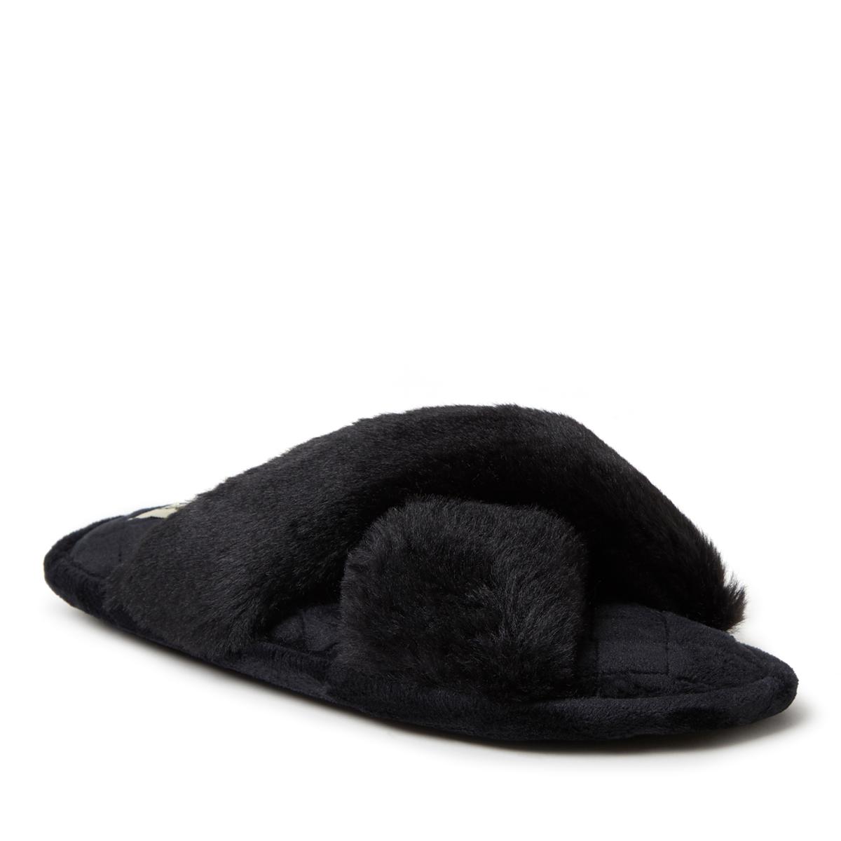 women's dearfoams jessica faux fur slide slippers