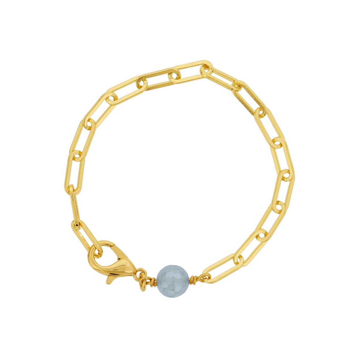 Dee Berkley Jewelry Goldtone Single Gemstone 7" Paperclip Bracelet