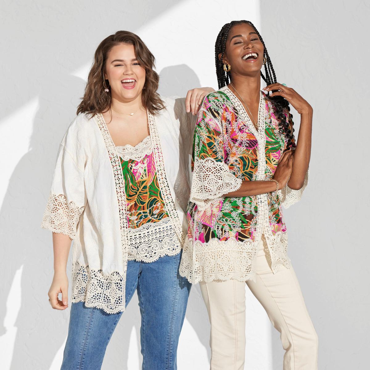 Democracy Embroidered Crochet-Trim Topper | HSN