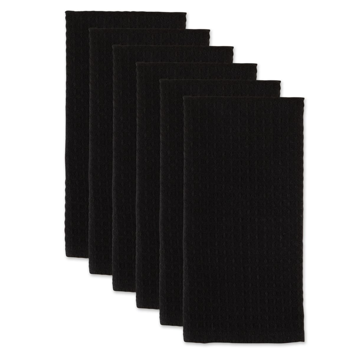 COTTON CRAFT - 4 Pack - Basket Weave Kitchen Towels - Black