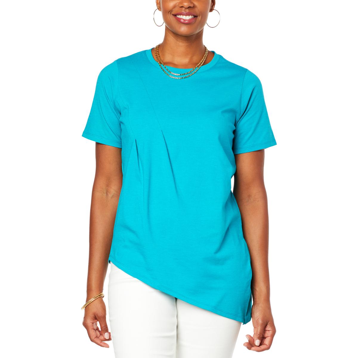 DG2 by Diane Gilman Asymmetric Drape-Front Tee