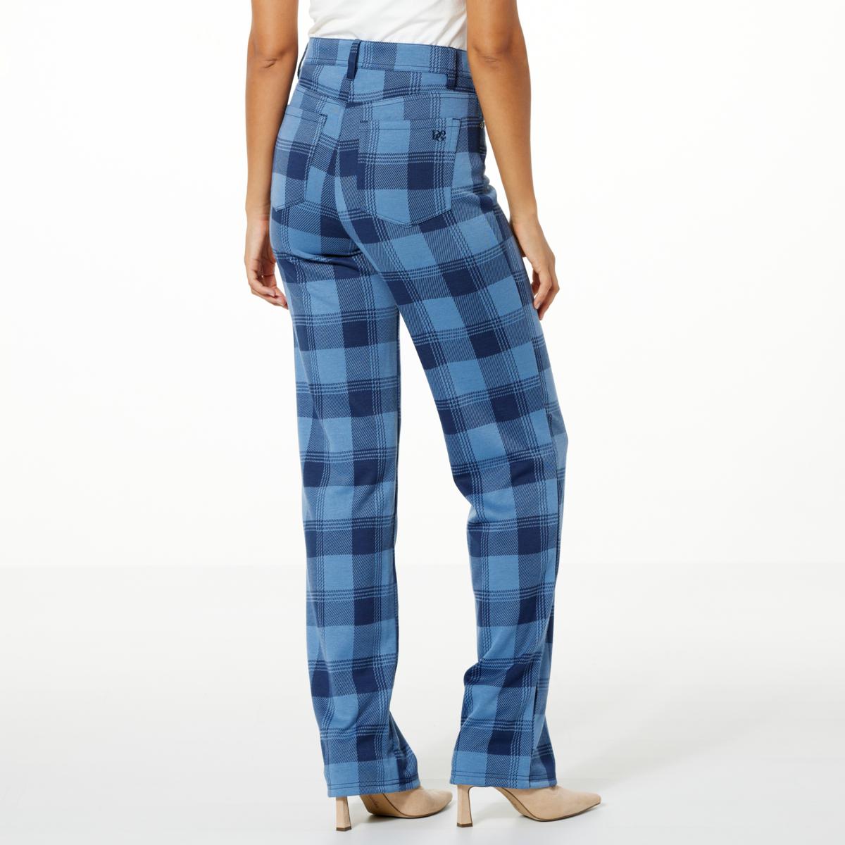 DG2 by Diane Gilman Checkered Jacquard Wide-Leg Pant