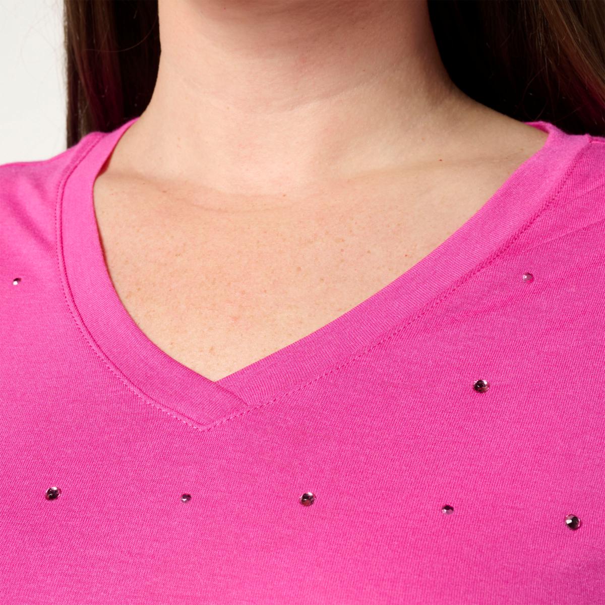 DG2 by Diane Gilman Embellished Crystal Front V-Neck Top | HSN