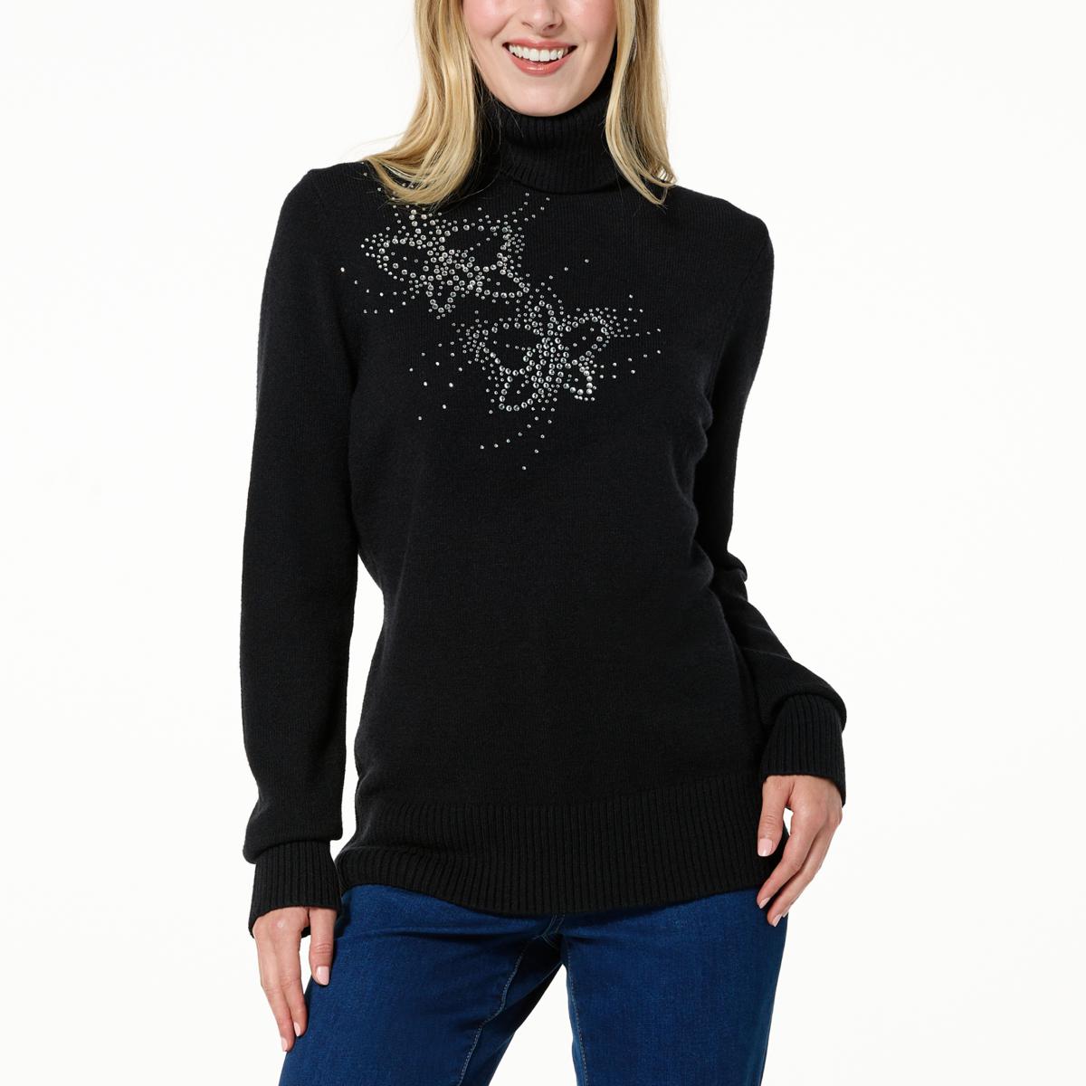 DG2 by Diane Gilman Embellished Knit Turtleneck Sweater - 21479099