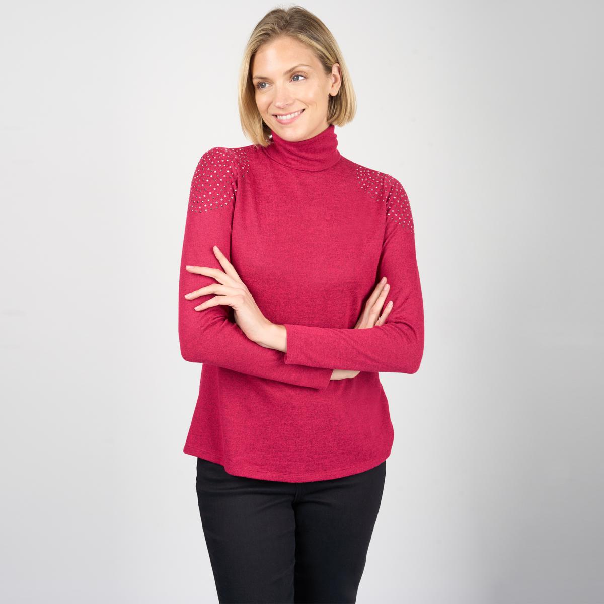 DG2 by Diane Gilman Embellished Long-Sleeve Turtleneck Top | HSN