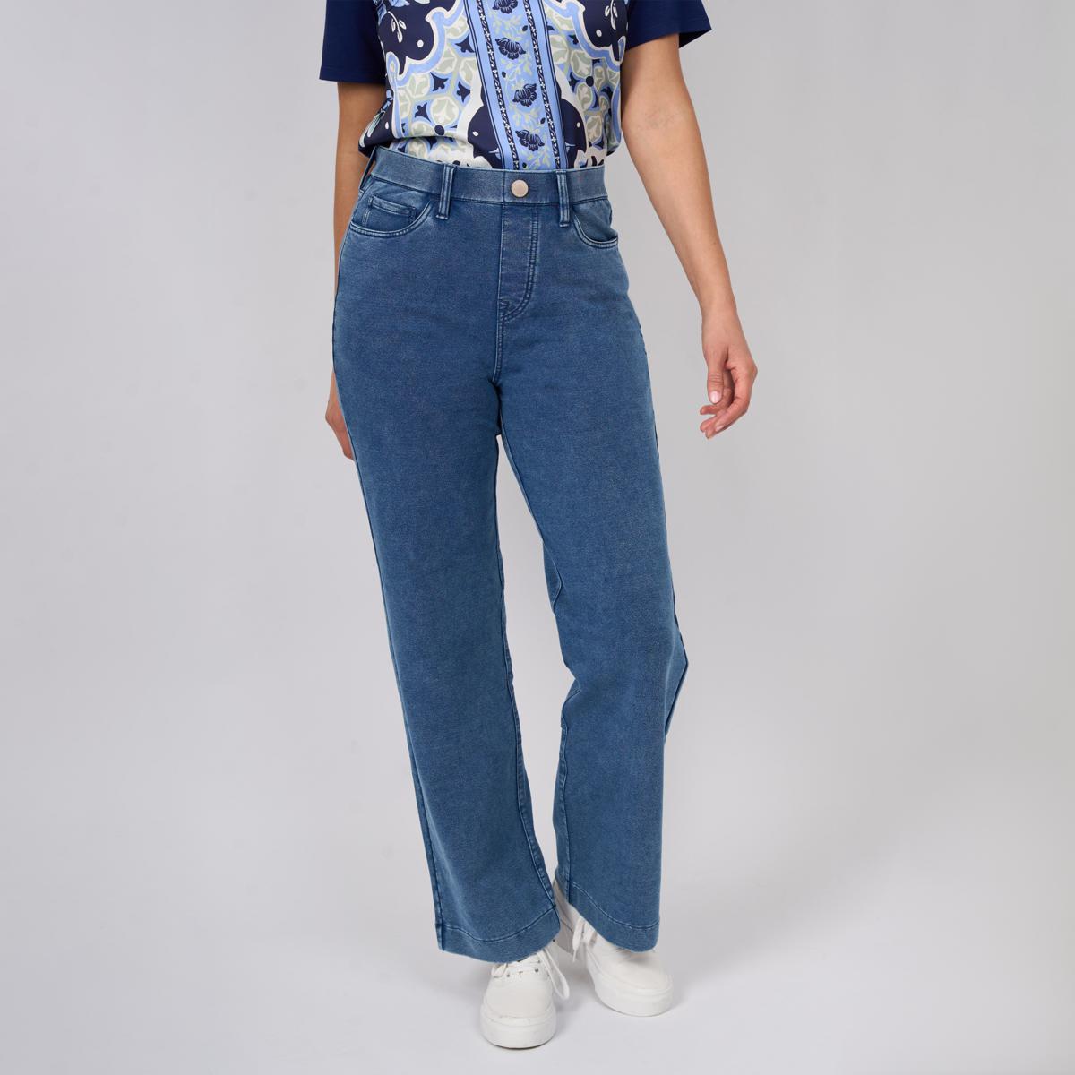DG2 by Diane Gilman Knit Flex Denim Pull-On Wide-Leg Pant | HSN