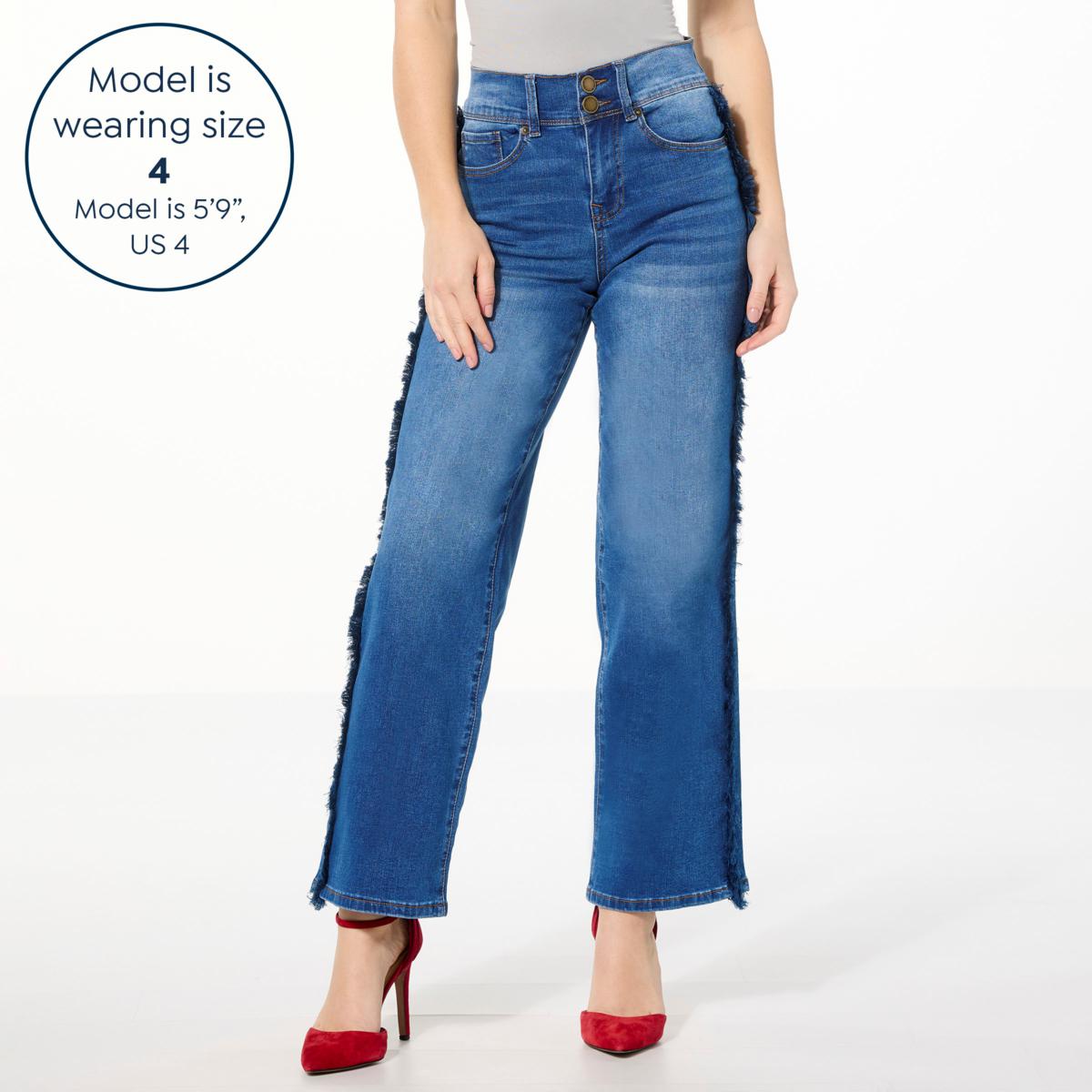 DG2 by Diane Gilman New Classic Stretch Denim Frayed Wide