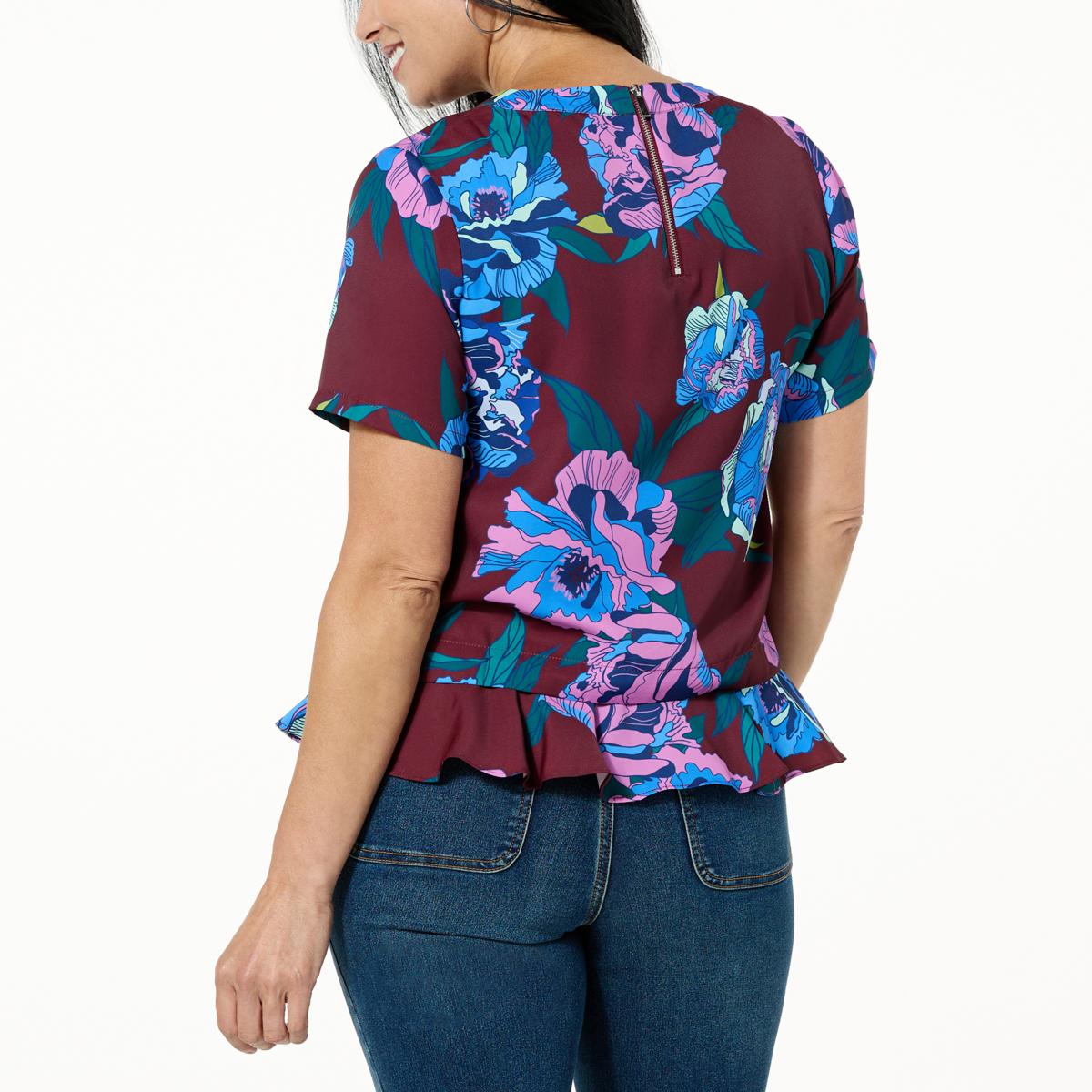 DG2 by Diane Gilman Printed Combo Double Layer Top