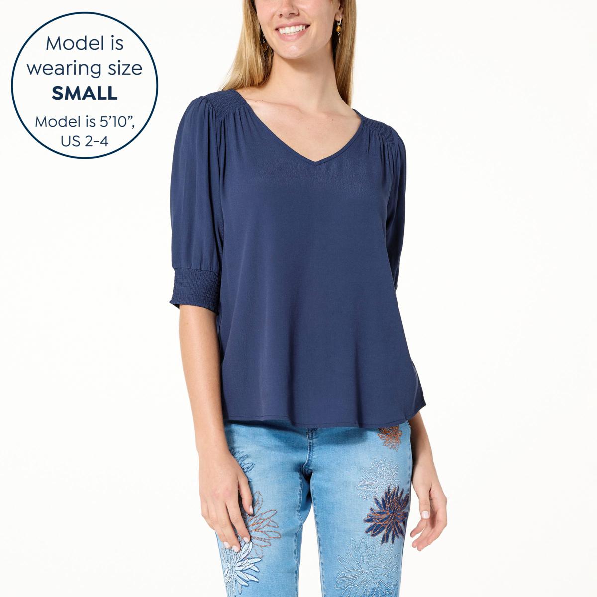 DG2 by Diane Gilman Puff-Sleeve Combo Top - 20741914 | HSN