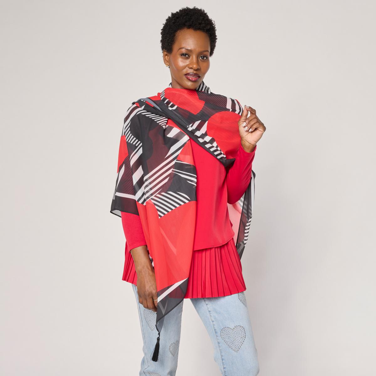 DG2 by Diane Gilman Square Printed Tassel Scarf | HSN