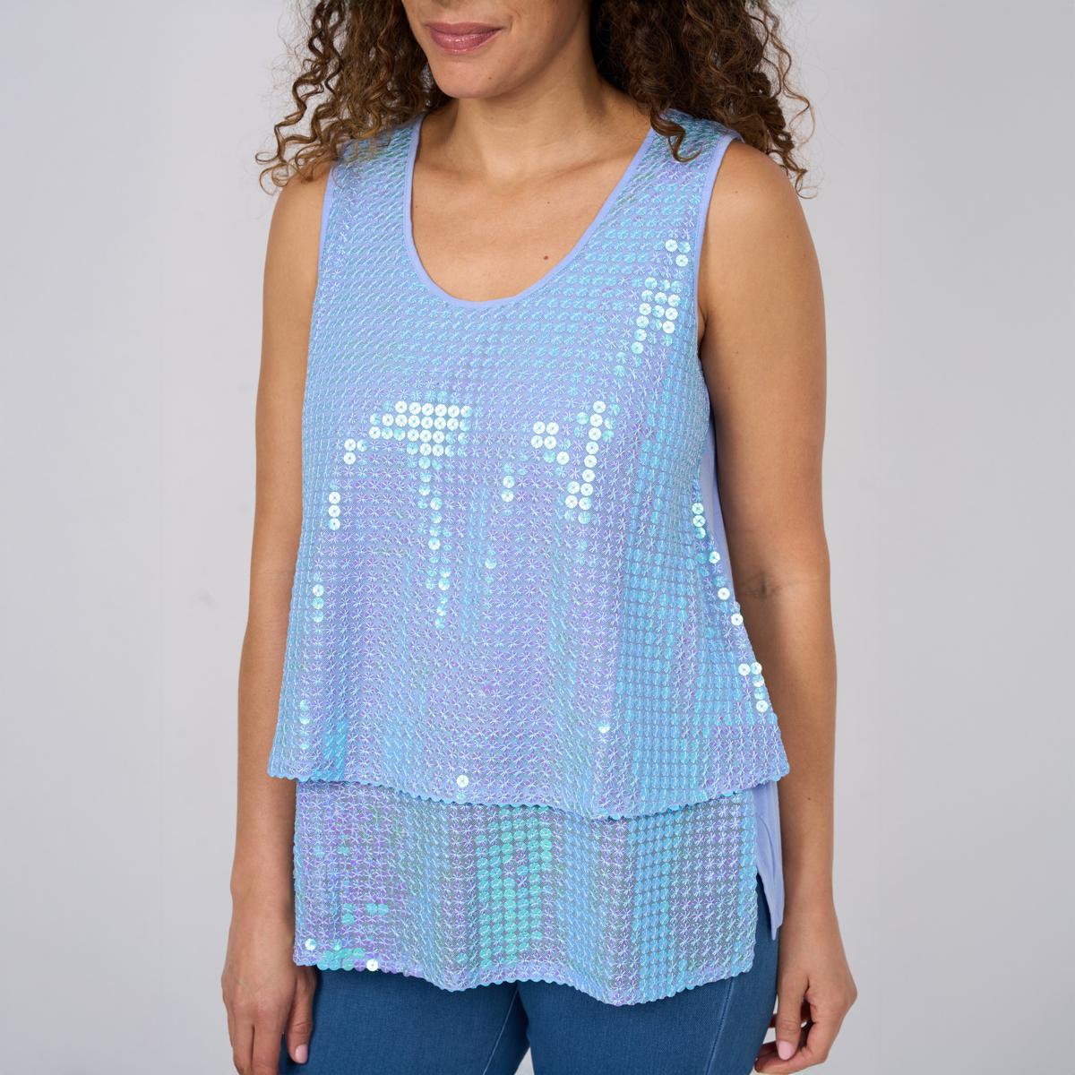 DG2 by Diane Gilman U-Neck Sequined Easy Tank | HSN
