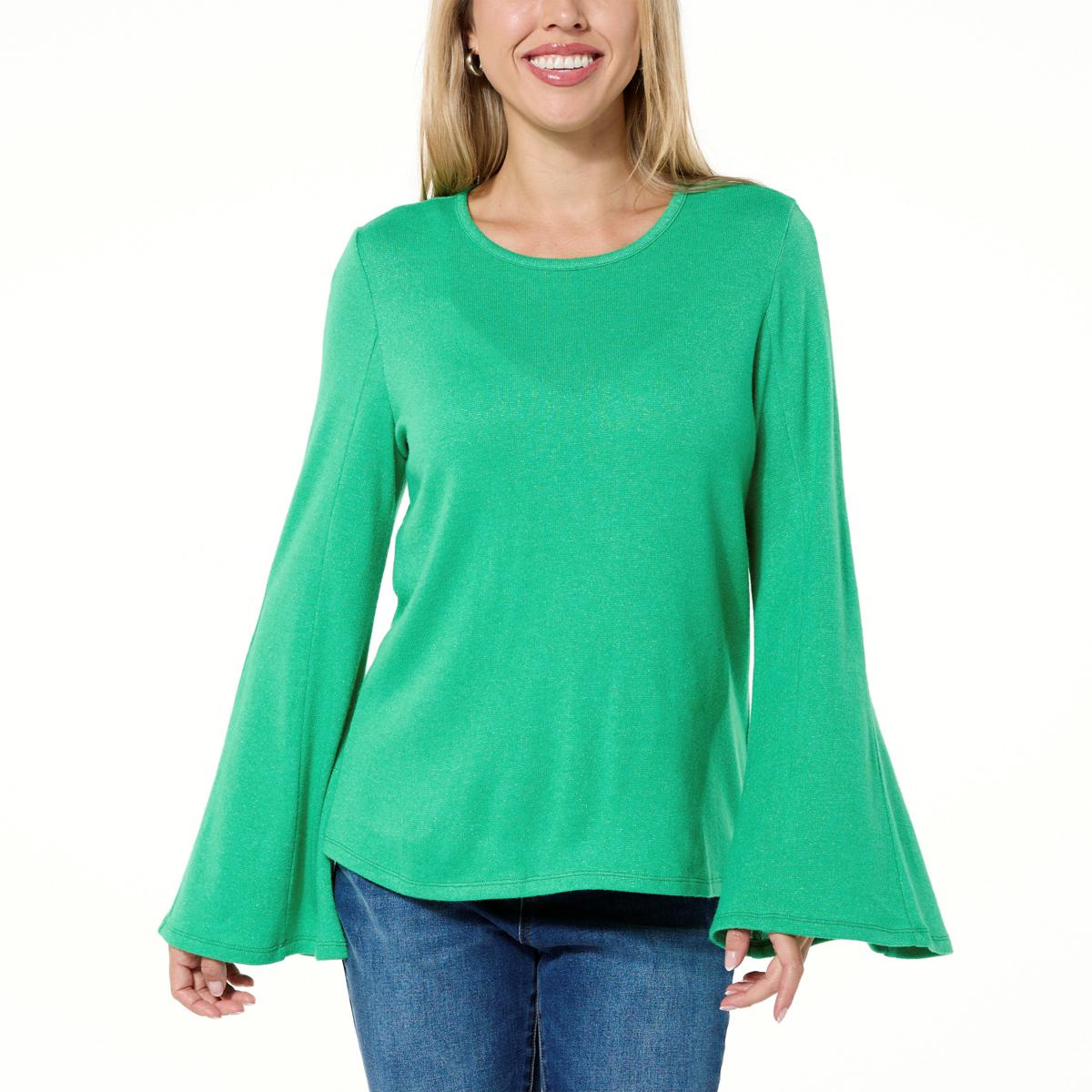 Green bell outlet sleeve sweater