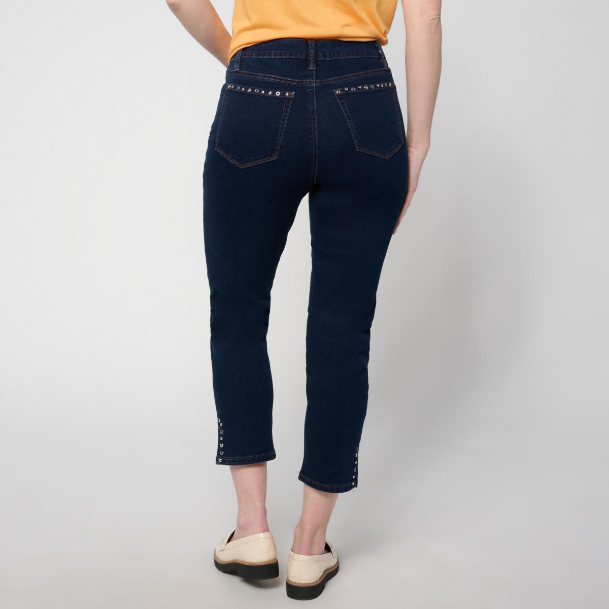 Diane Gilman Legacy Stretch Denim Studded Skinny Crop Jean | HSN