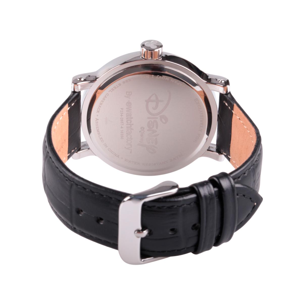 Disney Mickey Mouse Men s Silver Vintage Watch w Black Leather Strap