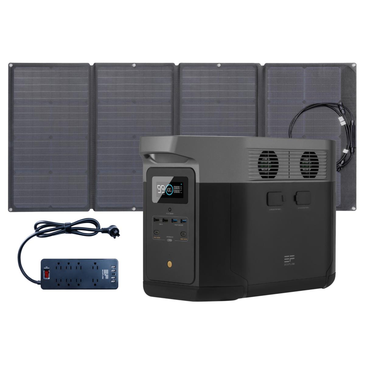 EcoFlow DELTA Max 2000 with 160W Solar Panel and Powerstrip