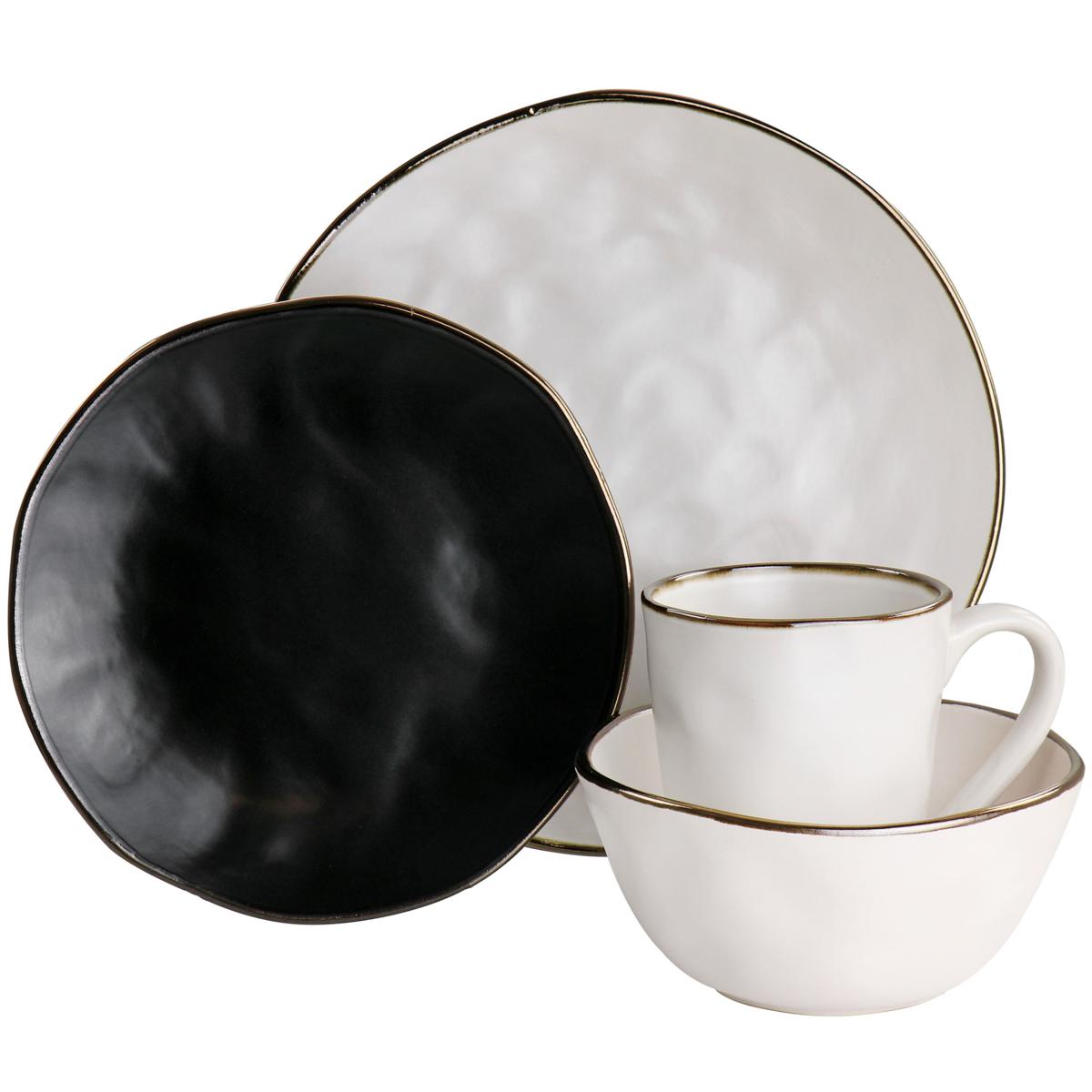 Elama 20-Piece Black Stoneware Dinnerware in the Dinnerware department at