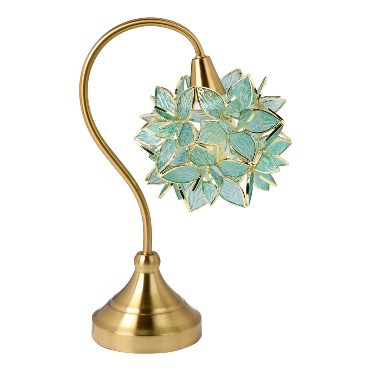 Emryn House Colored Glass Floral Table Lamp