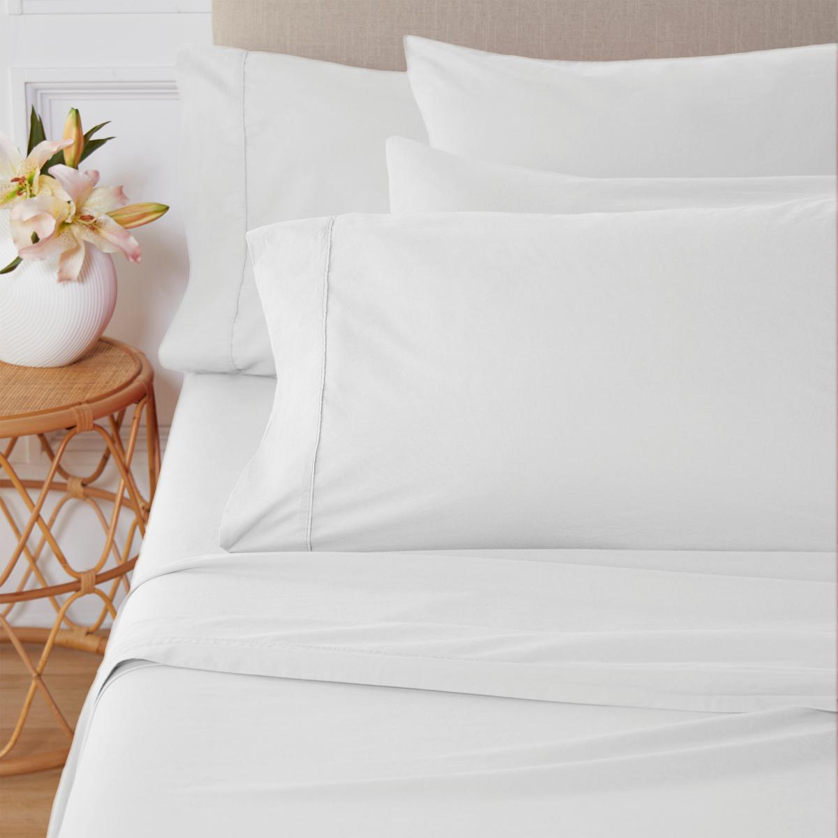 WynneHome 300TC Cotton Percale 4-piece Queen Sheet Set