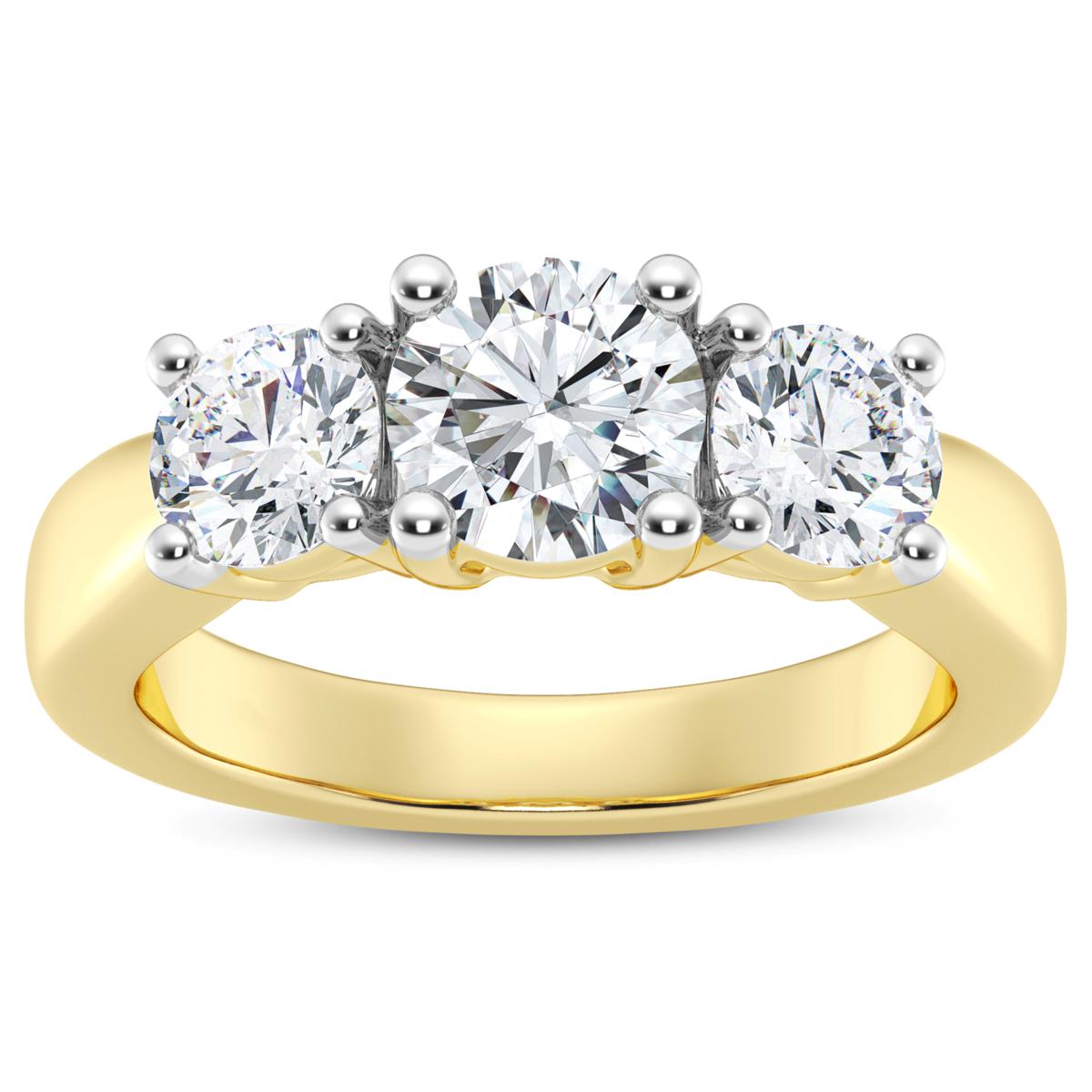 Éthique 2ctw Lab-Grown Diamond 14K Gold Round Three-Stone Ring ...