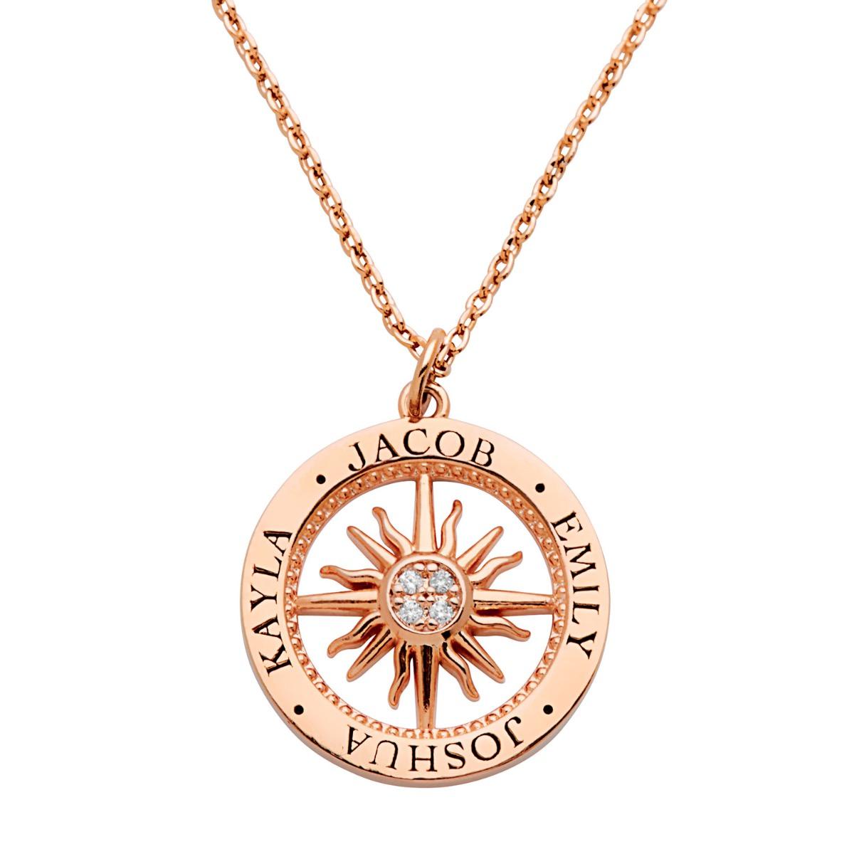 Golden pendant with compass motif