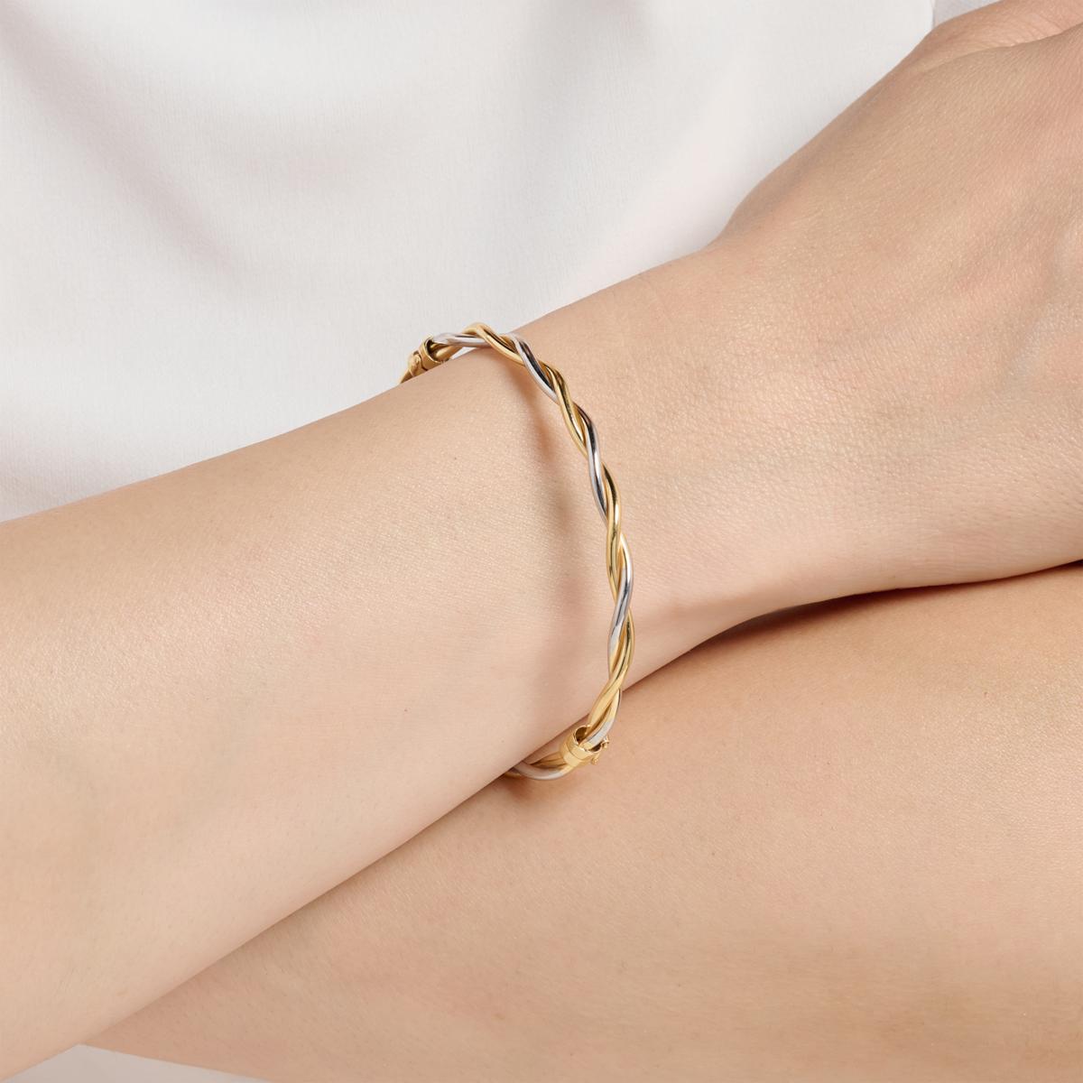 Fiorenza Gold-Plated Polished Twist Oval Bangle Bracelet | HSN