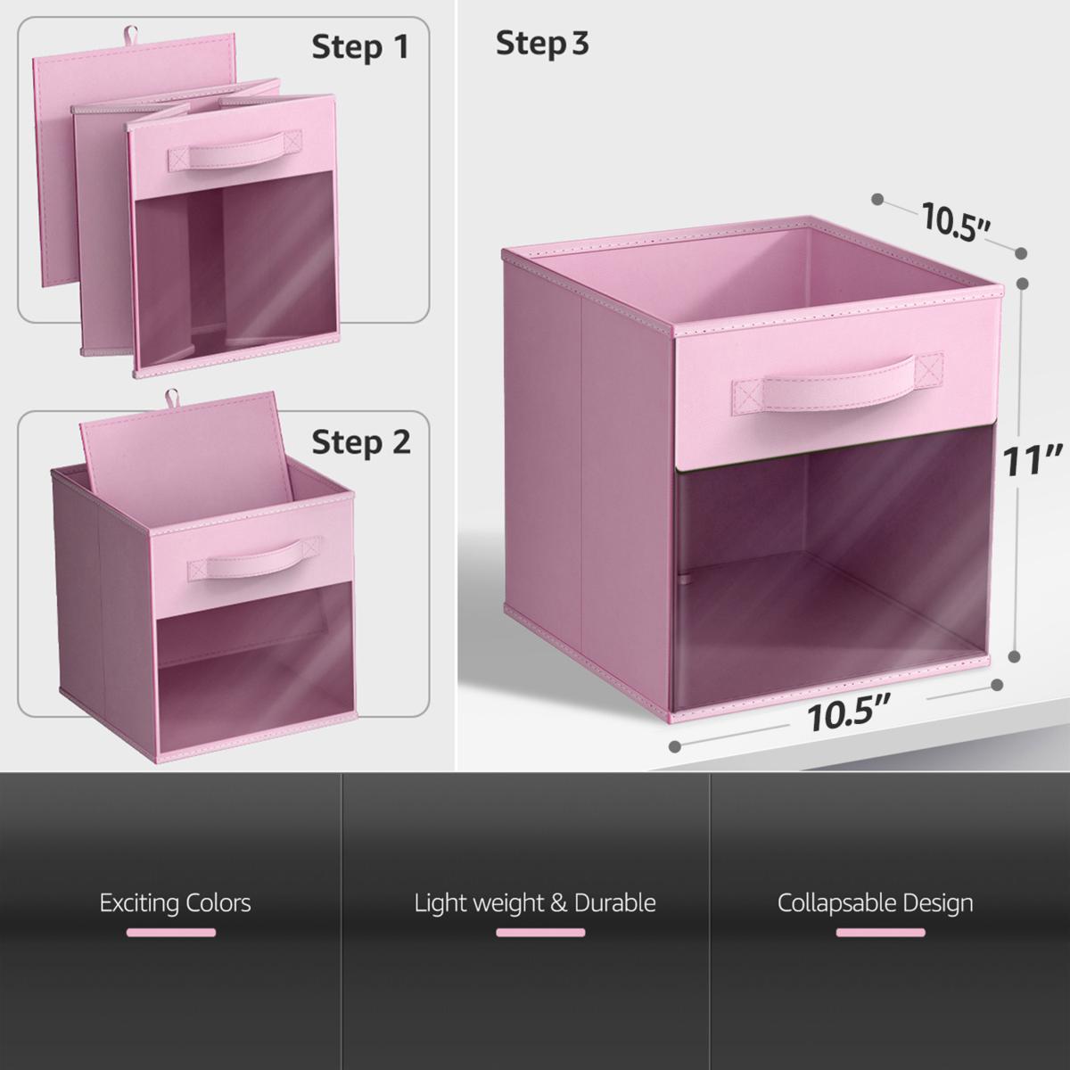 Foldable Storage Cube Bins 6-Pack with Clear Window | HSN