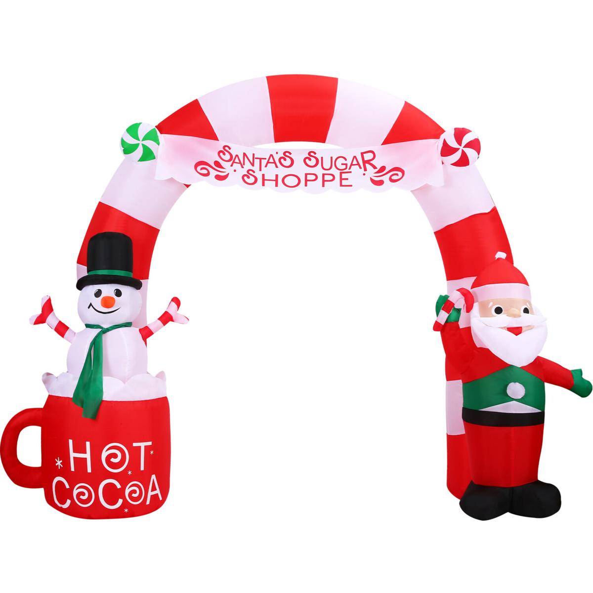 Fraser Hill Farms 9 Ft. Wide Pre-Lit Inflatable Candy Cane Arch ...