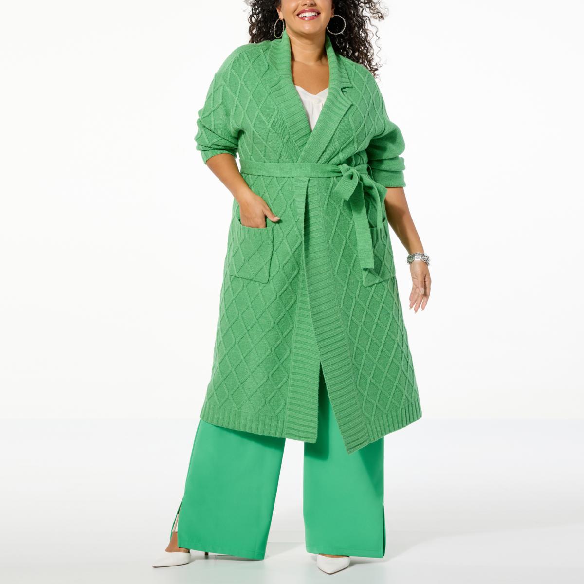 G by Giuliana Black Label Cable Knit Belted Cardigan 21490386 HSN