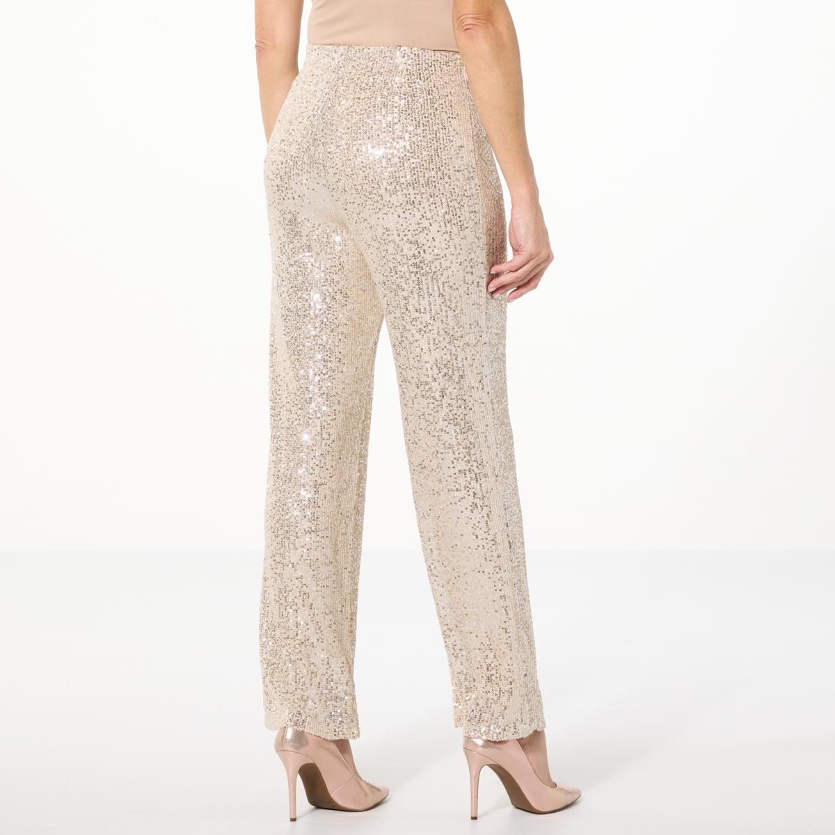 G by Giuliana Black Label Pull-On Sequin Mesh Pant