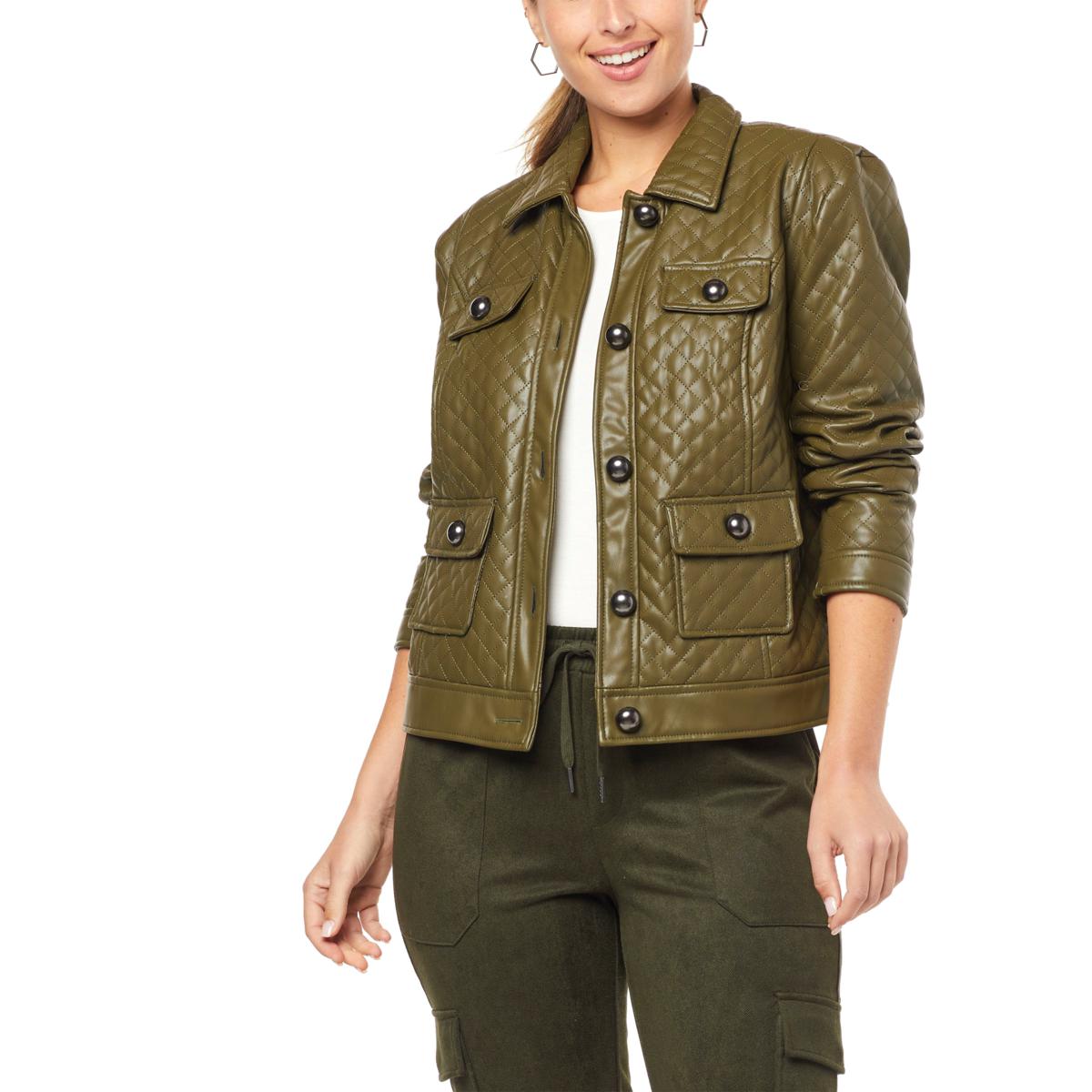 G by Giuliana Black Label Quilted Faux Leather Jacket