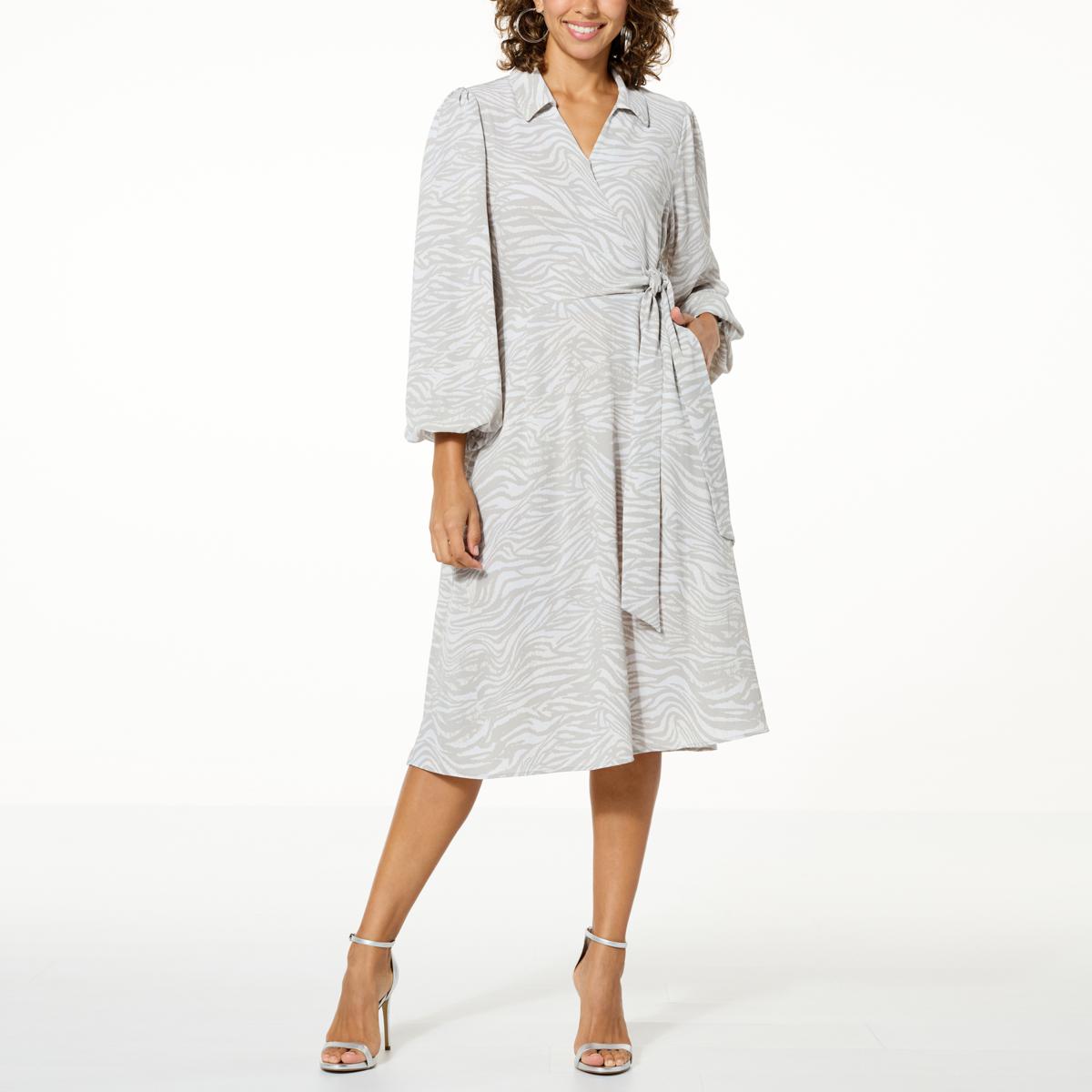 G by Giuliana Printed Crepe Button-Up Duster Shirtdress