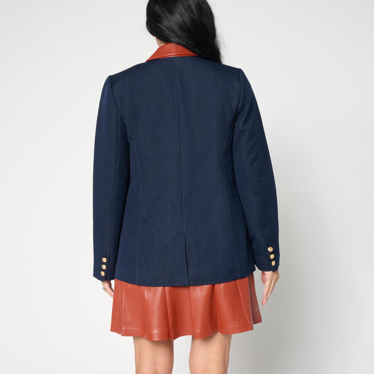 G by Giuliana Denim and Faux Leather Blazer 23550205 HSN