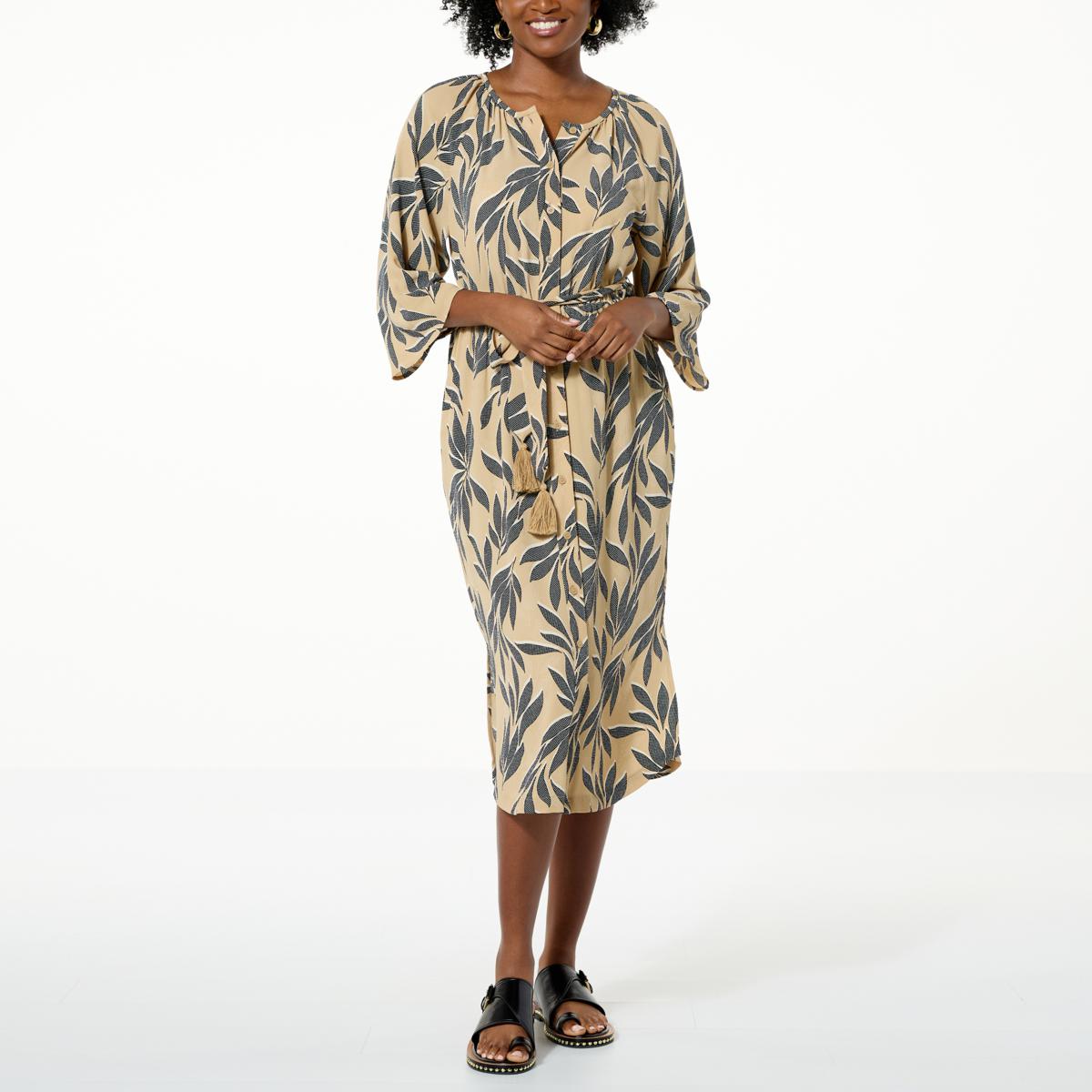 G by Giuliana Printed Crepe Button-Up Duster Shirtdress - 20813307 | HSN