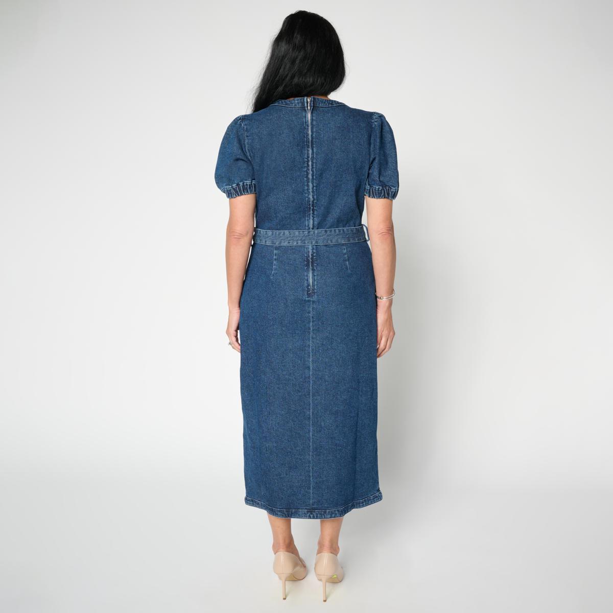 white christmas dresses Jamie Denim Puff Sleeve Belted Mini Dress Mid-Blue / L by Sugarlips main image 0